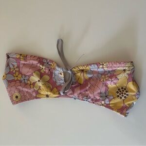 Aerie Bikini Top Pink Purple Floral Strapless Bandeau Medium
